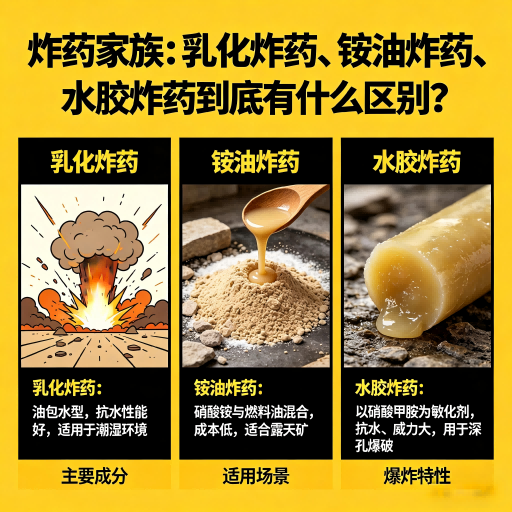 微山炸药家族：乳化炸药、铵油炸药、水胶炸药到底有什么区别？